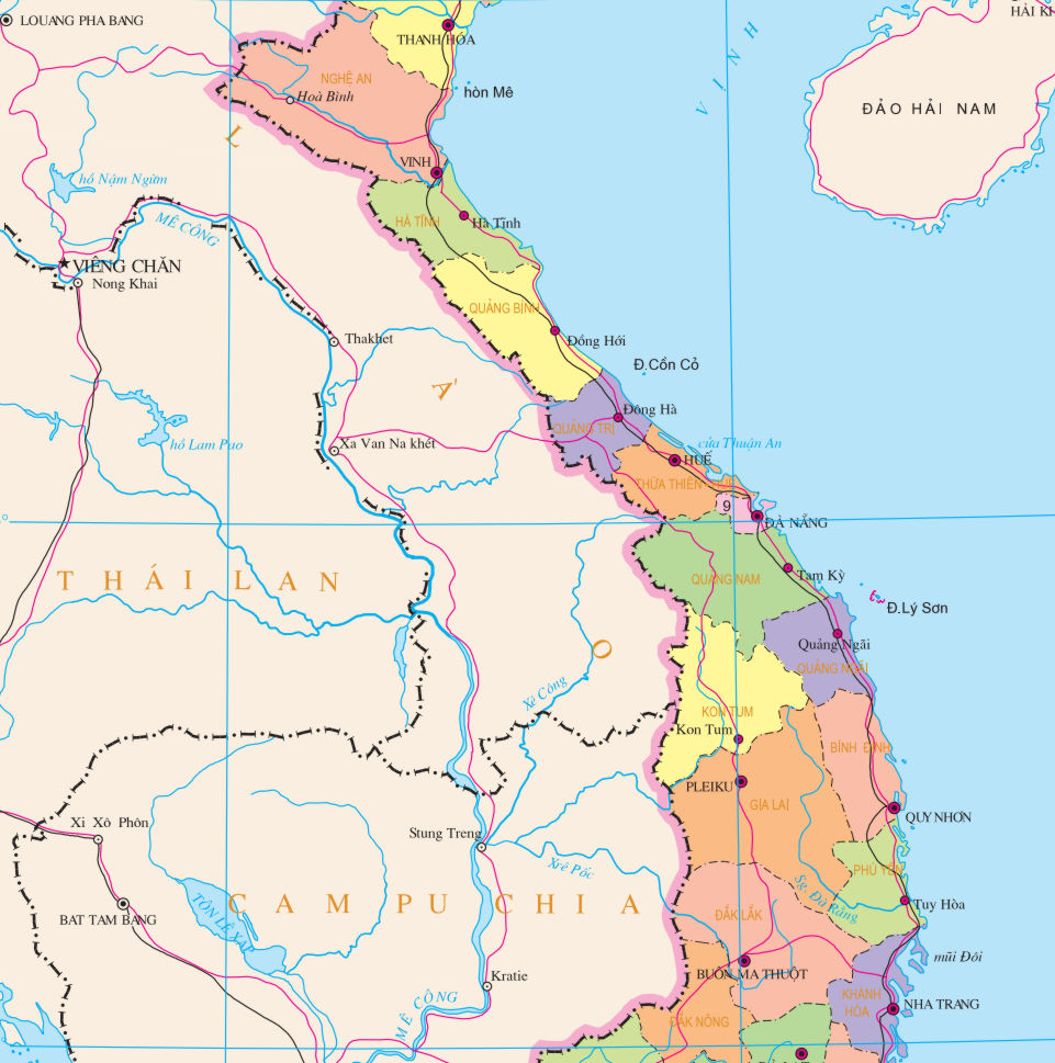 Bản Đồ Miền Trung (Map Of Central Vietnam)
